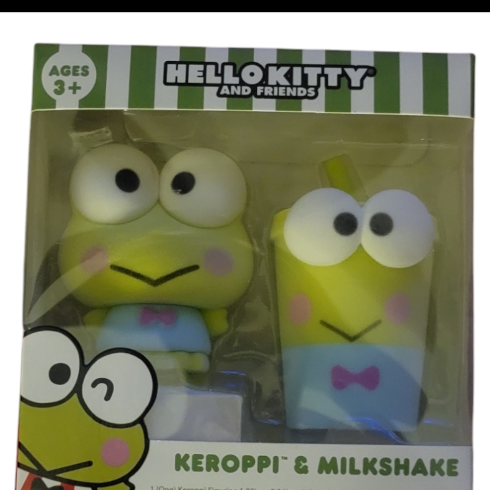 NIB Collectible Hello Kitty & Friends Keroppi & Milkshake Figurines Flocked 3+ - Picture 2 of 9